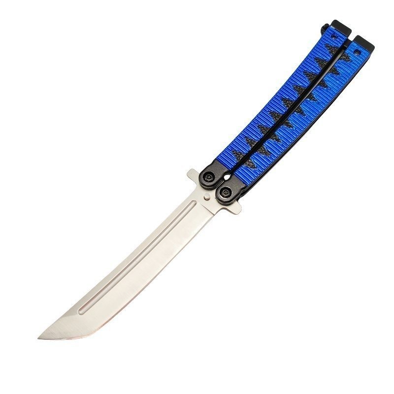 17344-main-white-clean.jpg Cuchillo mariposa Balisong estilo japonés samurái de 9,5 pulgadas, color azul