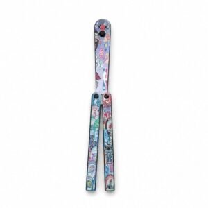 Cuchillo de mariposa con tapa, cuchillo de mano, cuchillo plegable de entrenamiento, seguro para calamar, sin borde abierto