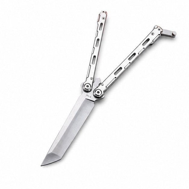 17690-main-white-clean.jpg Nuevo Cuchillo de mariposa profesional, cuchillo plegable de práctica, cuchillo plegable, herramienta de entrenamiento, sin cuchilla