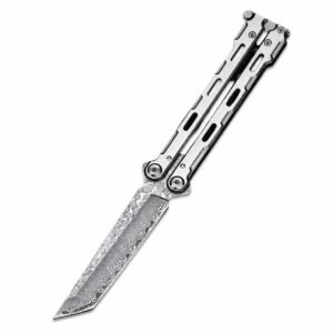 Cuchillo de entrenamiento Damascus Balisong All Steel sin afilar