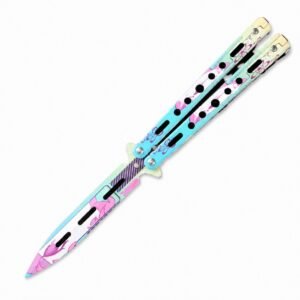 Cuchillo de mariposa Cuchillo de mariposa CSGO Cuchillo de mariposa de acero sin afilar Cuchillo de honda Cuchillo plegable Cuchillo de mariposa Cuchillo de práctica de entrenamiento