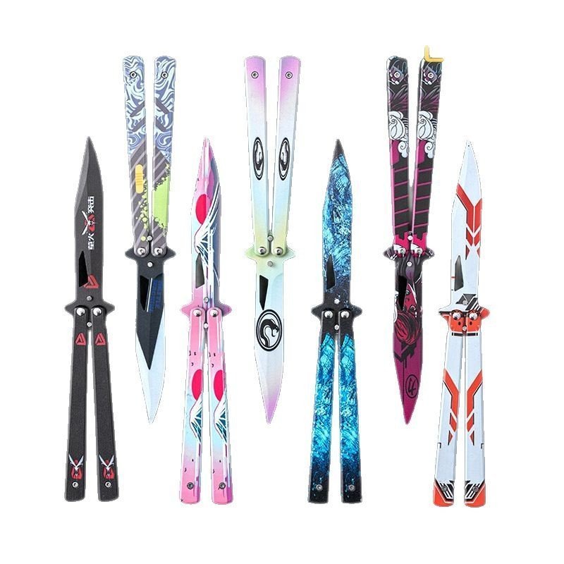O1CN01RERh9m1lJzlIbVpf7_2215623304799-0-cib.jpg Cuchillo de práctica de mariposa sin afilar, cuchillo de mariposa de color, cuchillo plegable multifunción para exteriores, columpio