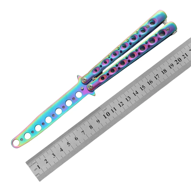 O1CN01ZCqMeR1ZkIpVZ0hP7_2213250073232-0-cib.webp Cuchillo de mariposa CSGO, cuchillo de práctica para principiantes, cuchillo de práctica de juguete con peine de mariposa, acero completo sin afilar